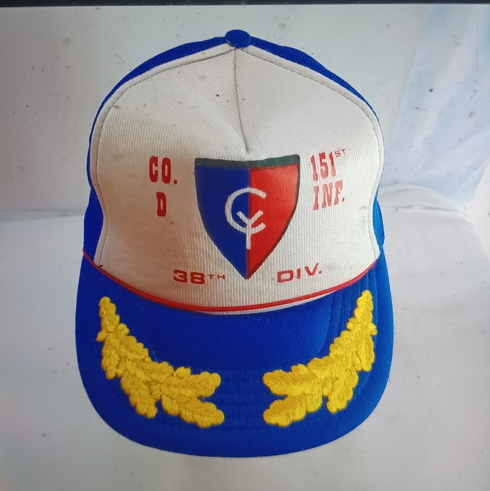 Vtg. Snap back Co.D 151st INF 38th Div. Hat veteran